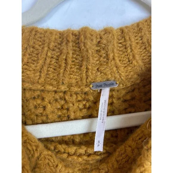 Free People Cropped Sweater Cozy Alpine Mock Neck Alpaca Wool Blend Size S - Picture 8 of 12